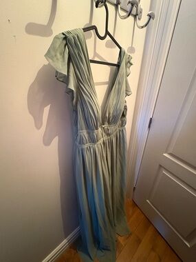 JJs House Sage Green V-Neck Flutter Sleeve Maxi Dress